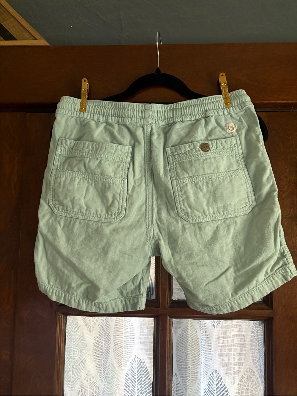 Marine Layer Mens 100% Cotton Lounge Beach Shorts Small S Moss Green Drawstring - Picture 8 of 8